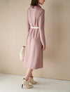 Textured Turtleneck Belted Dress