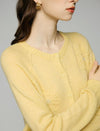 Wool Blend Floral Applique Pearl-Embellished Raglan-Sleeve Cardigan