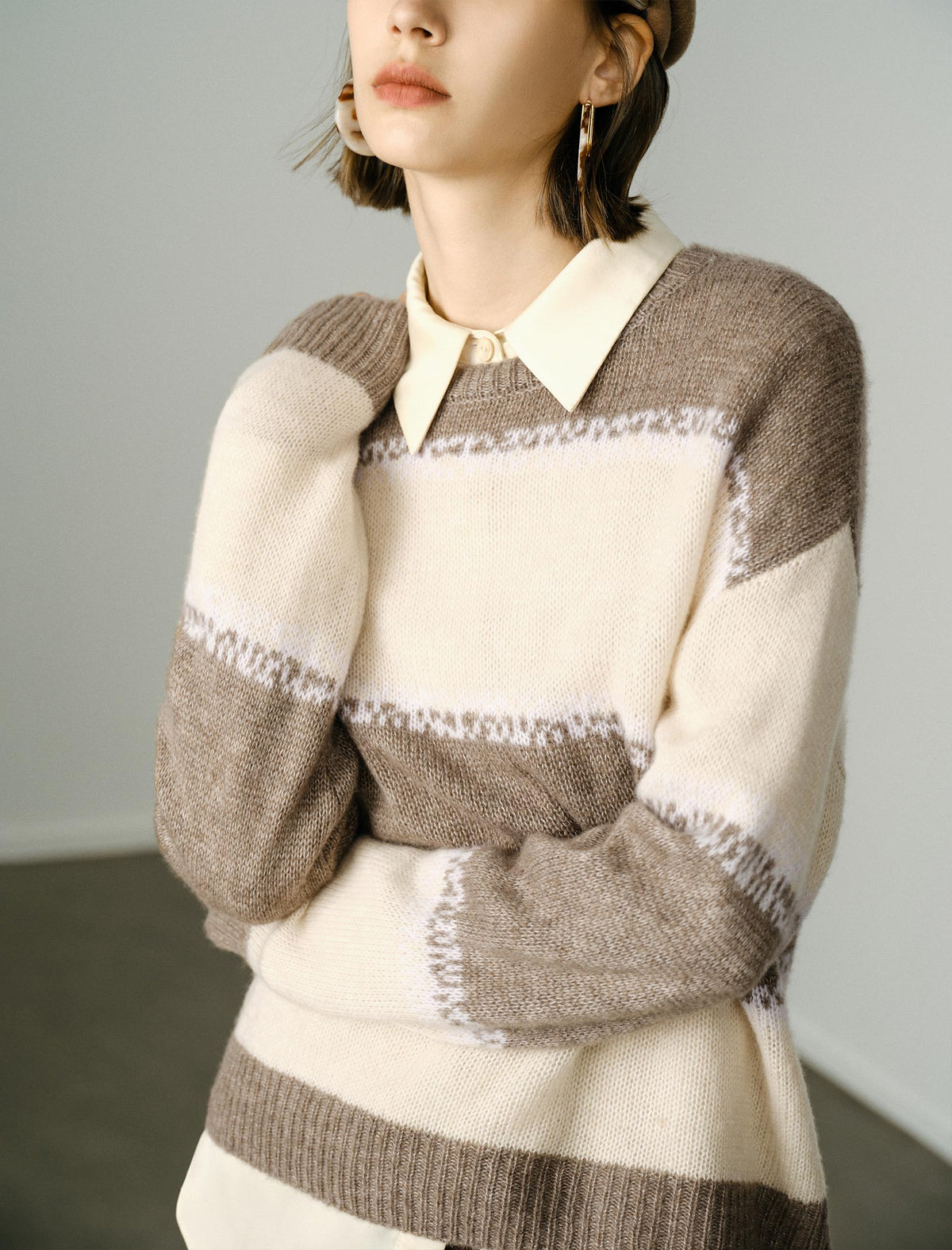 Striped Crewneck Relaxed Straight-Fit Sweater