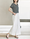 Striped V-Neck Short Sleeve Knit Top