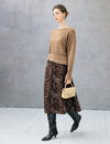 Embroidered Paisley High-Waist A-Line Midi Skirt