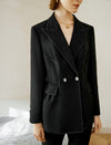 Topstitched Fitted Blazer with Structured Silhouette