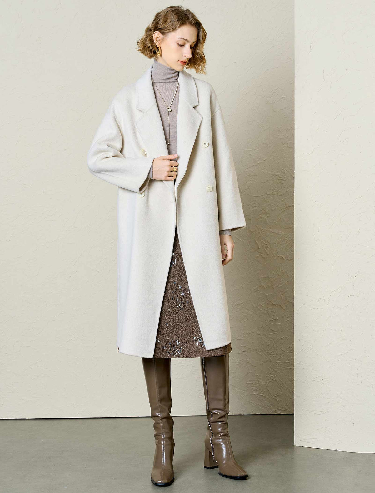 100% Australian Superfine Wool Double-Breasted Coat