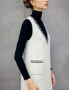Wool Blend Braided-Trim V-Neck Pocket Sleeveless Dress