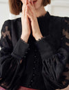 Black Lace Detailed Sheer Blouse