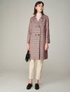 Plaid Collared Raglan-Sleeve Double-Breasted Trench Coat