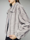 Striped Collared Zip-Front Cropped Jacket