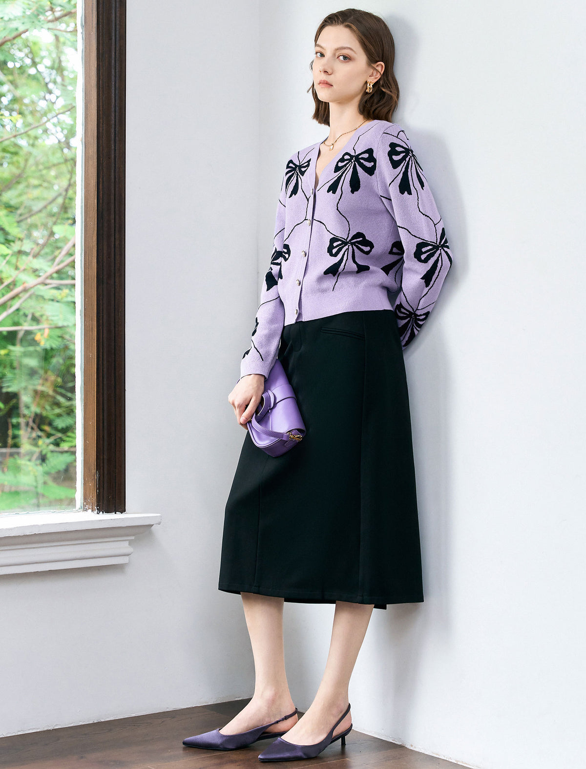 Back Slit Pencil Midi Skirt