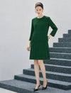 Wool Blend Quilted Button-Front Straight-Fit Dress