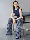 Vintage Geometric Print Wide Leg Trousers