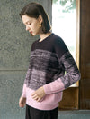 Wool Gradient Striped Crew Neck Relaxed Knit Sweater