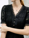 V-Neck Waist-Cinched Short Sleeve Dress