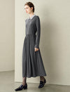 Contrast Collar Polo Knit Midi Dress