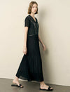 Vintage Lace Spliced Pleated Maxi Dress