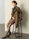 Brown Double-Breasted Notched-Lapel Trench Coat