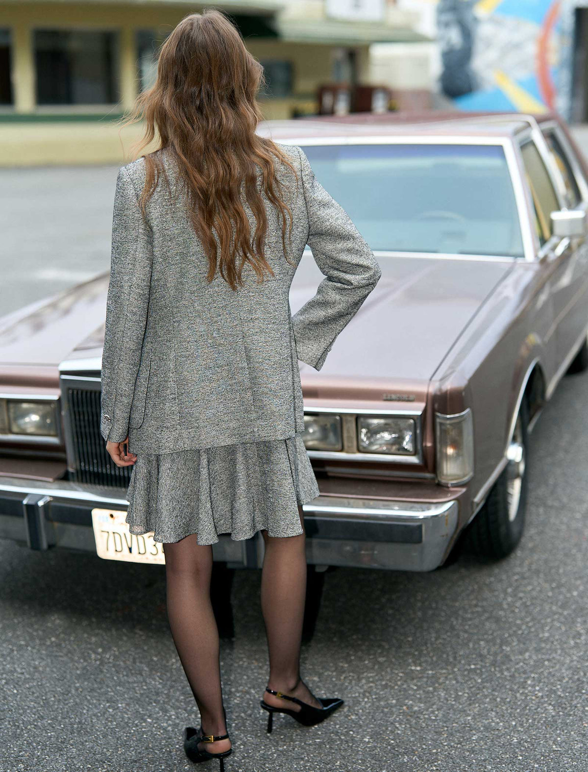 Heather Grey Collarless Blazer