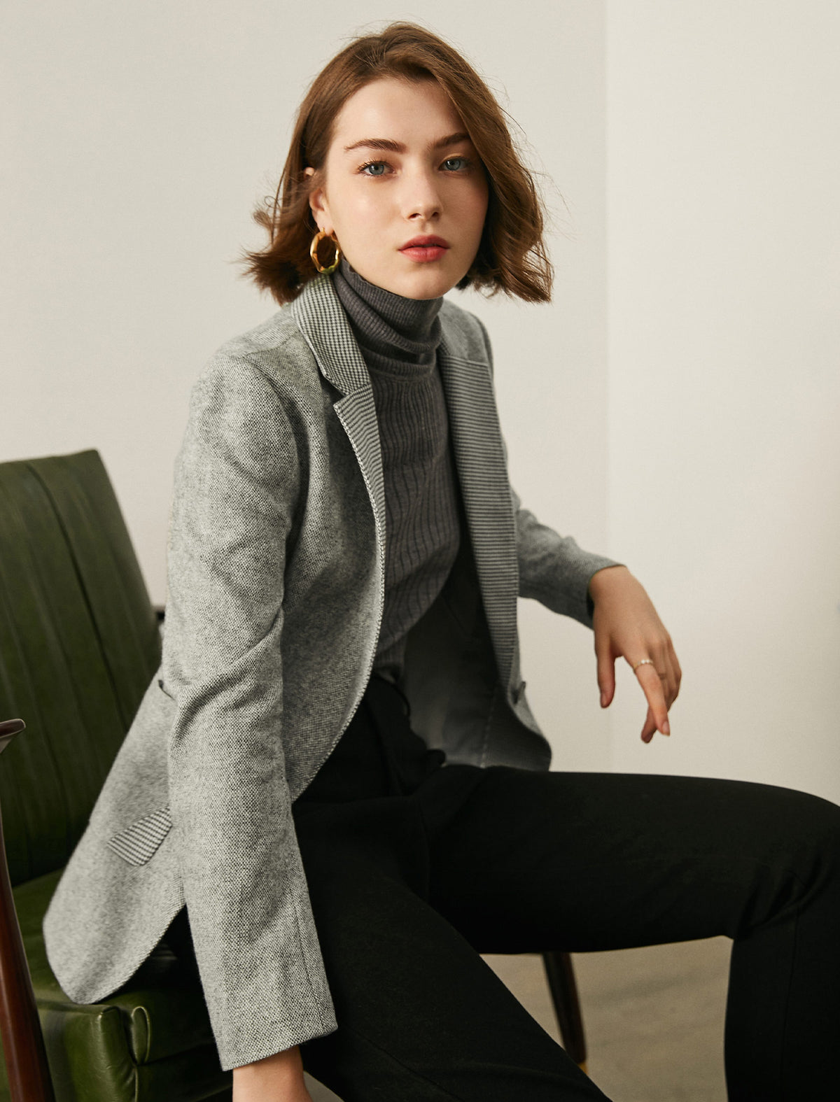 Wool Blend Pocket Blazer