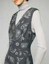 Paisley Print V-Neck Sleeveless Fitted A-Line Midi Dress