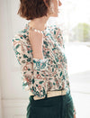 Floral Gathered Detail Mock-Neck Blouse