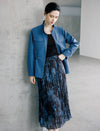 Vintage Printed Pleated Midi A Line Skirt