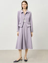 Purple Pleated A-Line Midi Skirt