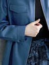 Drawstring-Waist Utility Jacket with Stand Collar