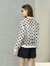 Tencel Linen Blend Polka Dot Sheer Bomber Jacket