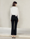 Lace Round Neck Button Front Blouse