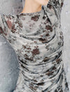 Vintage Floral Print Long Sleeve Ruched Top