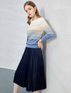 Solid Vintage Pleated A-Line Skirt