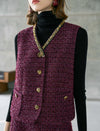 Red Tweed Vintage V-Neck Vest Coat