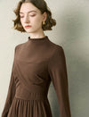 Mock Neck Wrap Detail Long Sleeve Midi Dress