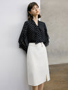Polka Dots Bow Tie Ruffle Sleeve Blouse