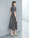 Gray Asymmetrical Hem Midi Dress