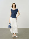 Flowy Textured Pleated Midi Skirt