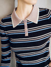 Wool Blend Striped Long Sleeve Sweater