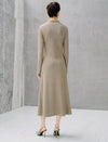 Solid Mock Neck Long Sleeve Midi Dress