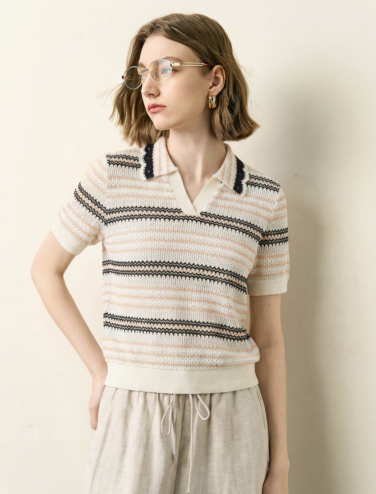 The Effortless Pointelle Stripe Polo