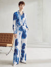 Blue And White Tie-Dye Silk Button Down Shirt