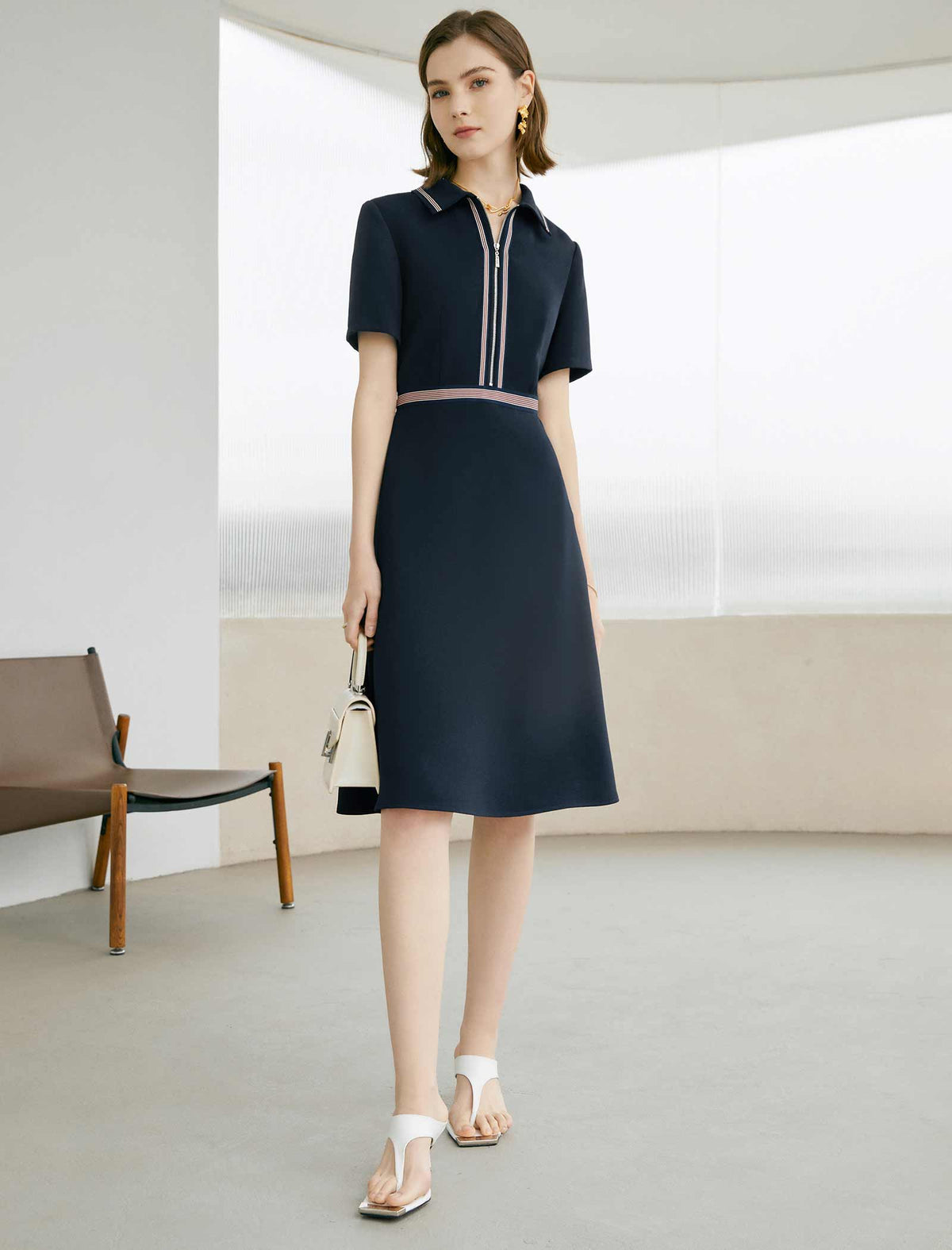 Zip-Up Shirt Dress