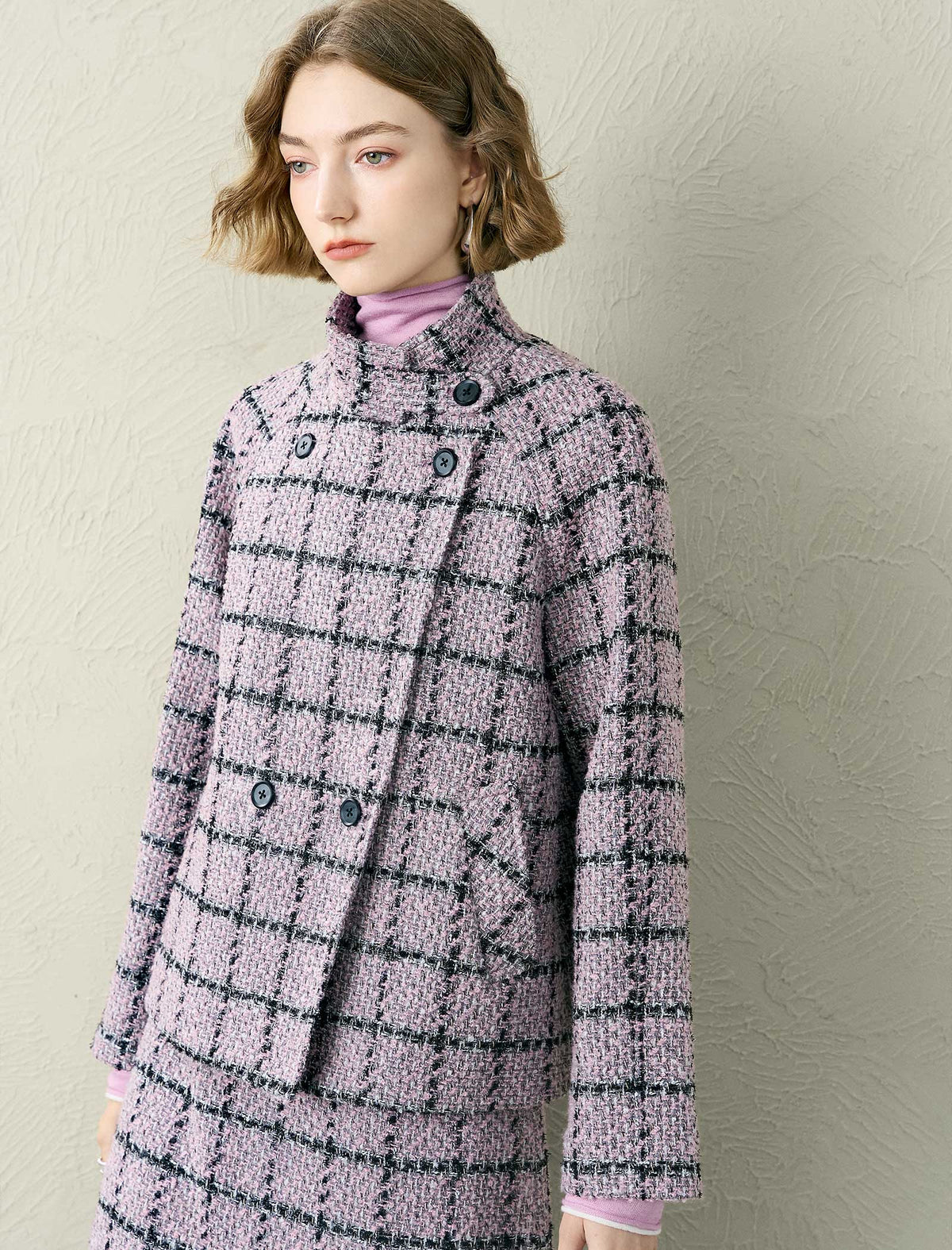 Tweed Plaid Wool-Blend Jacket