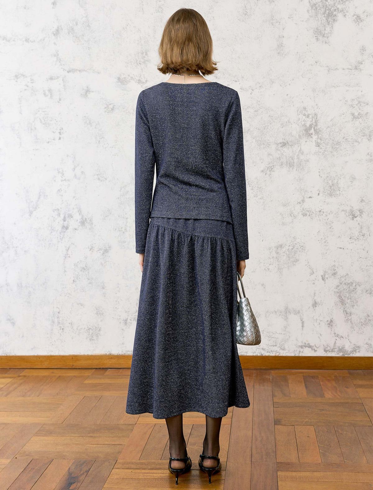 Vintage-Style Cowl Neck Top with Asymmetrical Hem