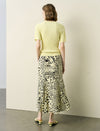 Leopard Print Fishtail Midi Skirt
