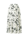 Ink Style Floral Print Midi Skirt