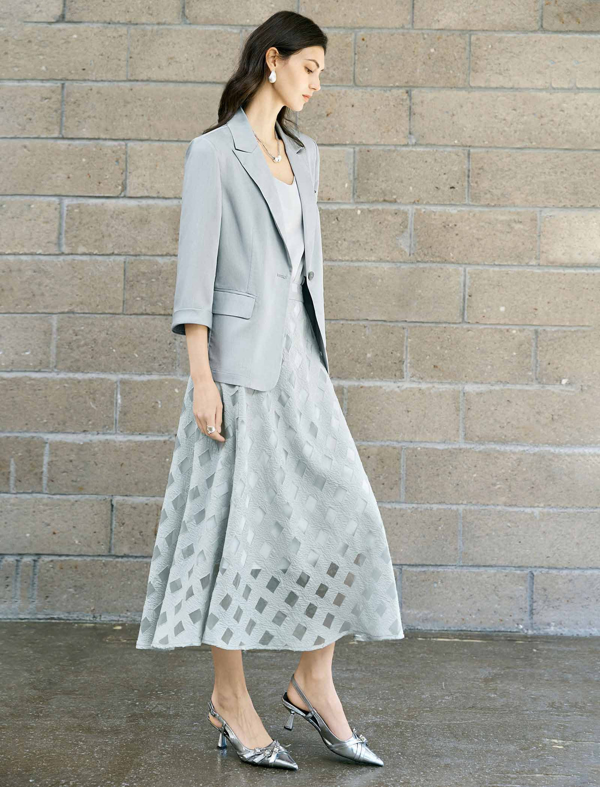 Geometric Cutout Maxi Skirt