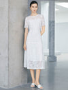 Floral Lace Short Sleeve Ruffle Hem Midi Dress