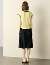 Yellow Contrast Collar Short Sleeve Knit Polo