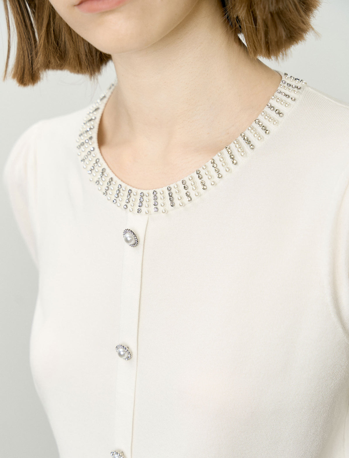Pearl Embellished Knit Cardigan