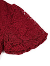 Lace V-Neck Puff Sleeve Midi Dress
