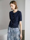 Diamond Textured Short Sleeve Knit Cardigan